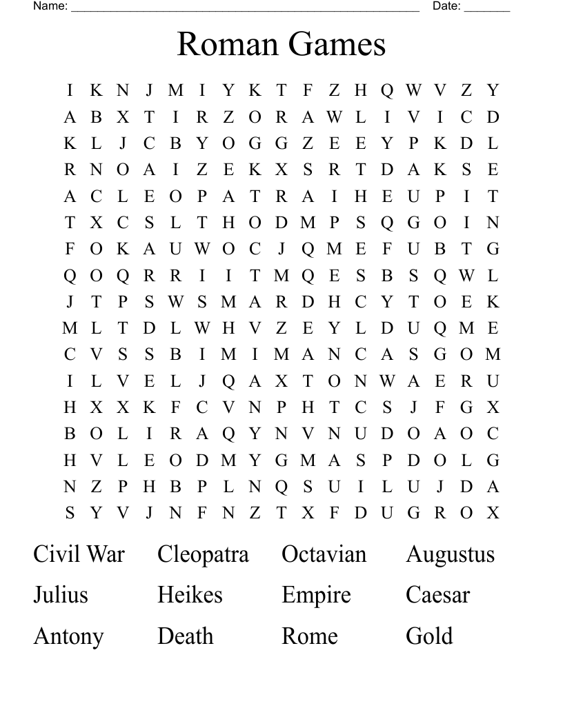 Roman Games Word Search