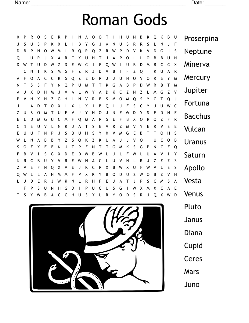 Roman Gods Word Search