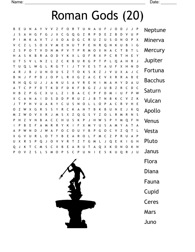 Roman Gods (20) Word Search