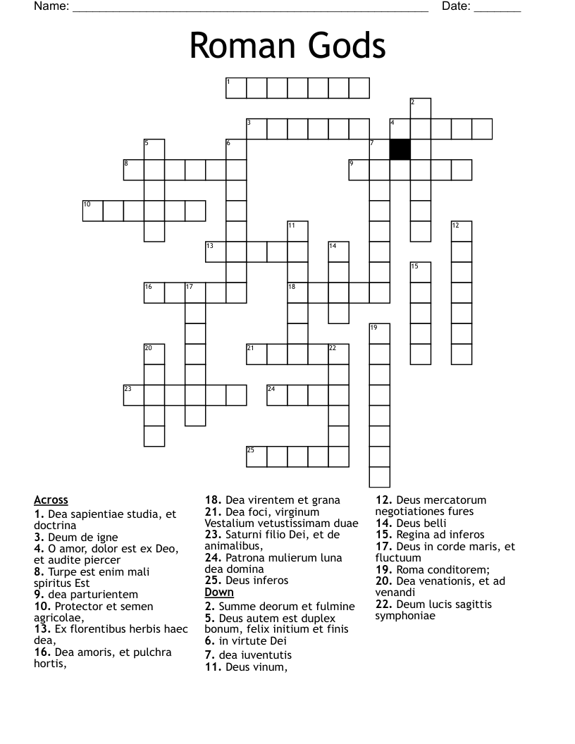 Roman Gods Crossword