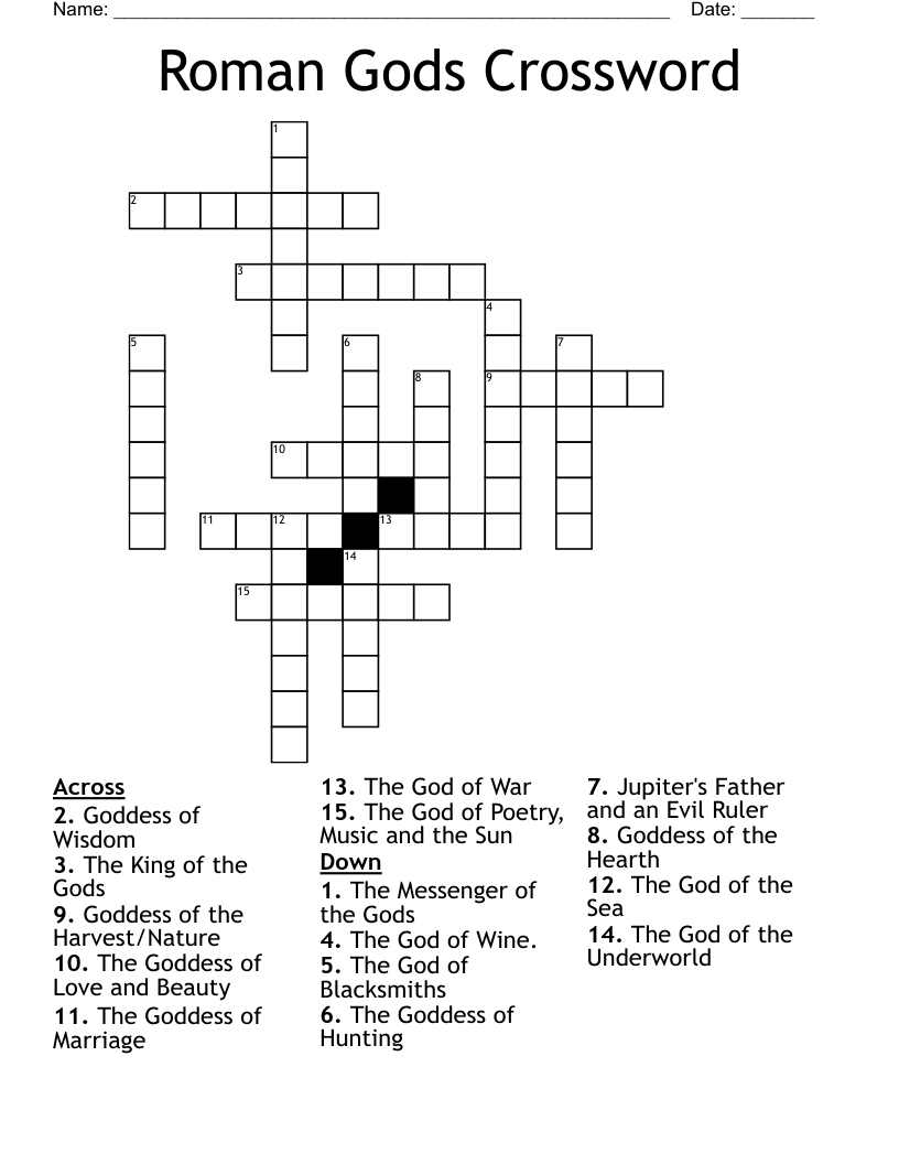Roman Gods Crossword