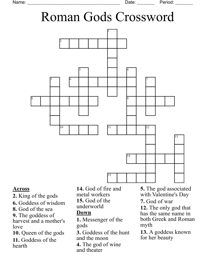 Roman Gods Crossword