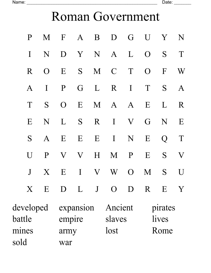 Roman Government      Word Search