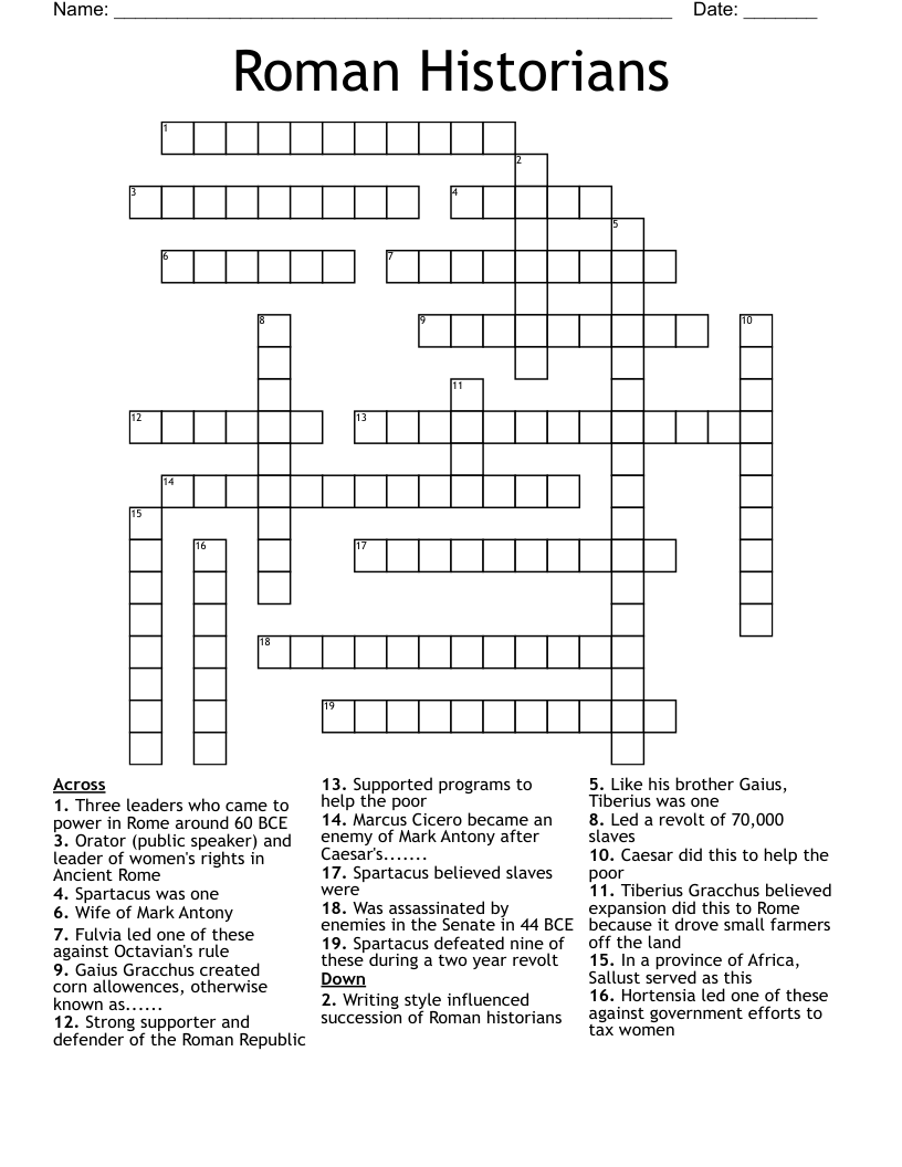 Roman Historians  Crossword