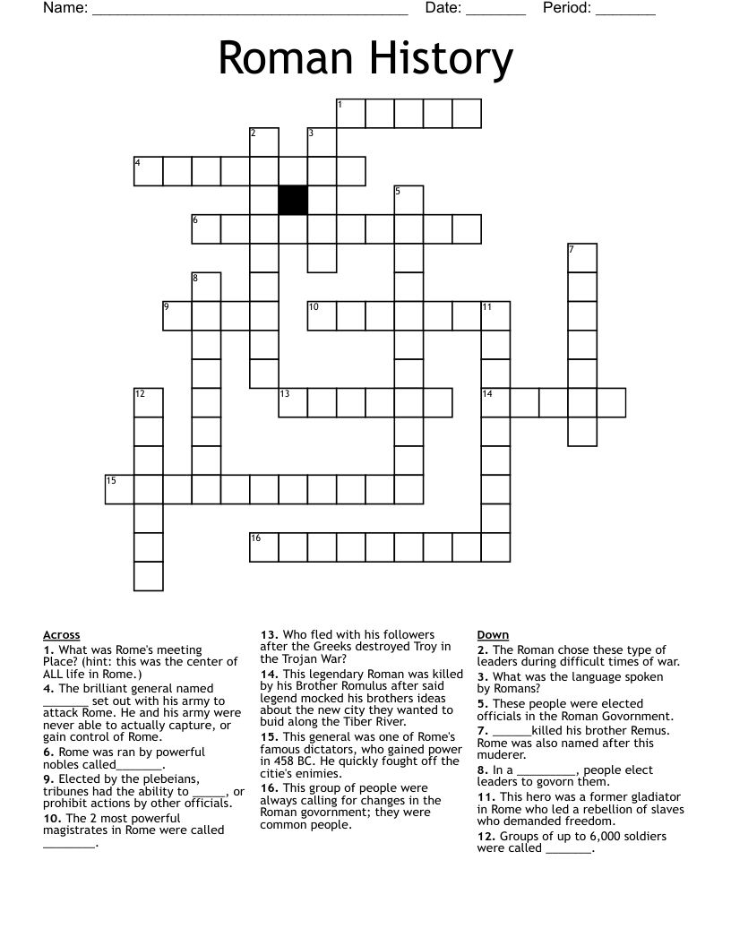 Roman History Crossword
