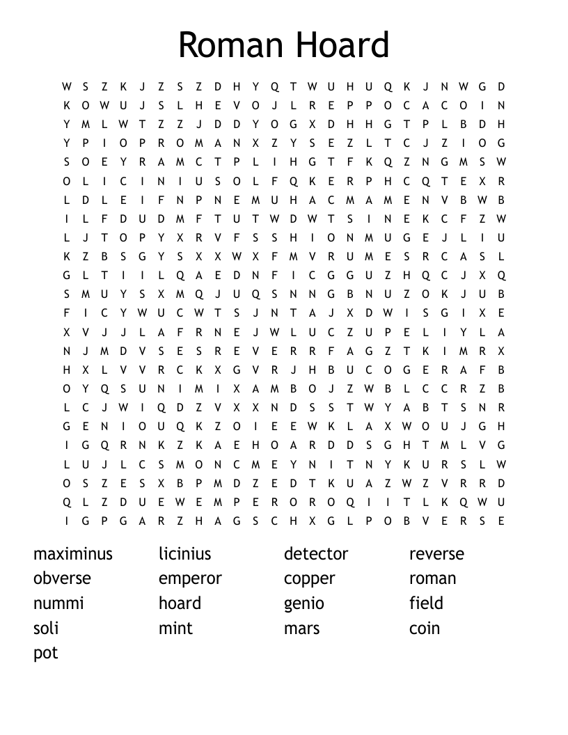 Roman Hoard Word Search