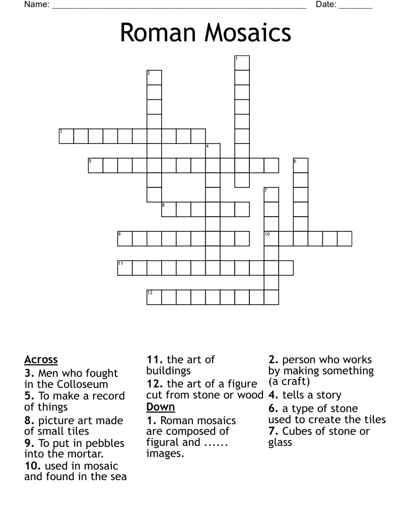 Roman Mosaics Crossword