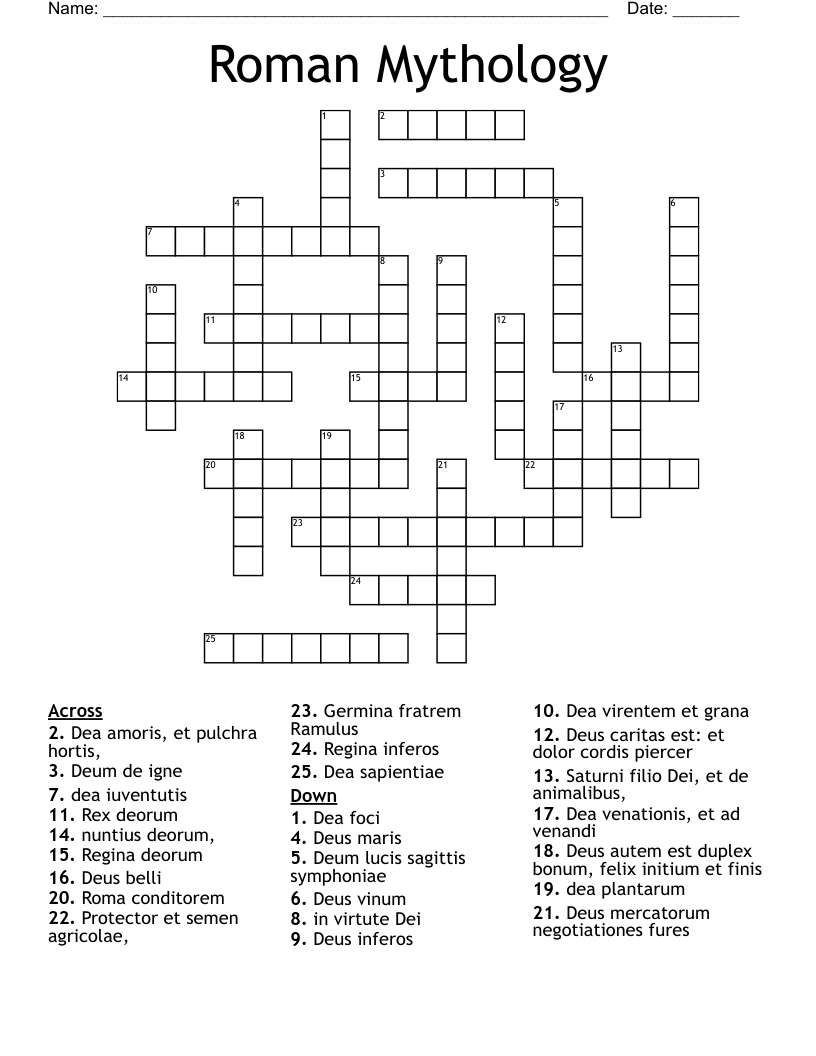 Roman Mythology Crossword
