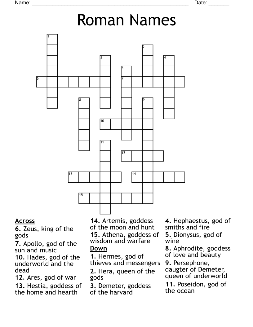Roman Names Crossword