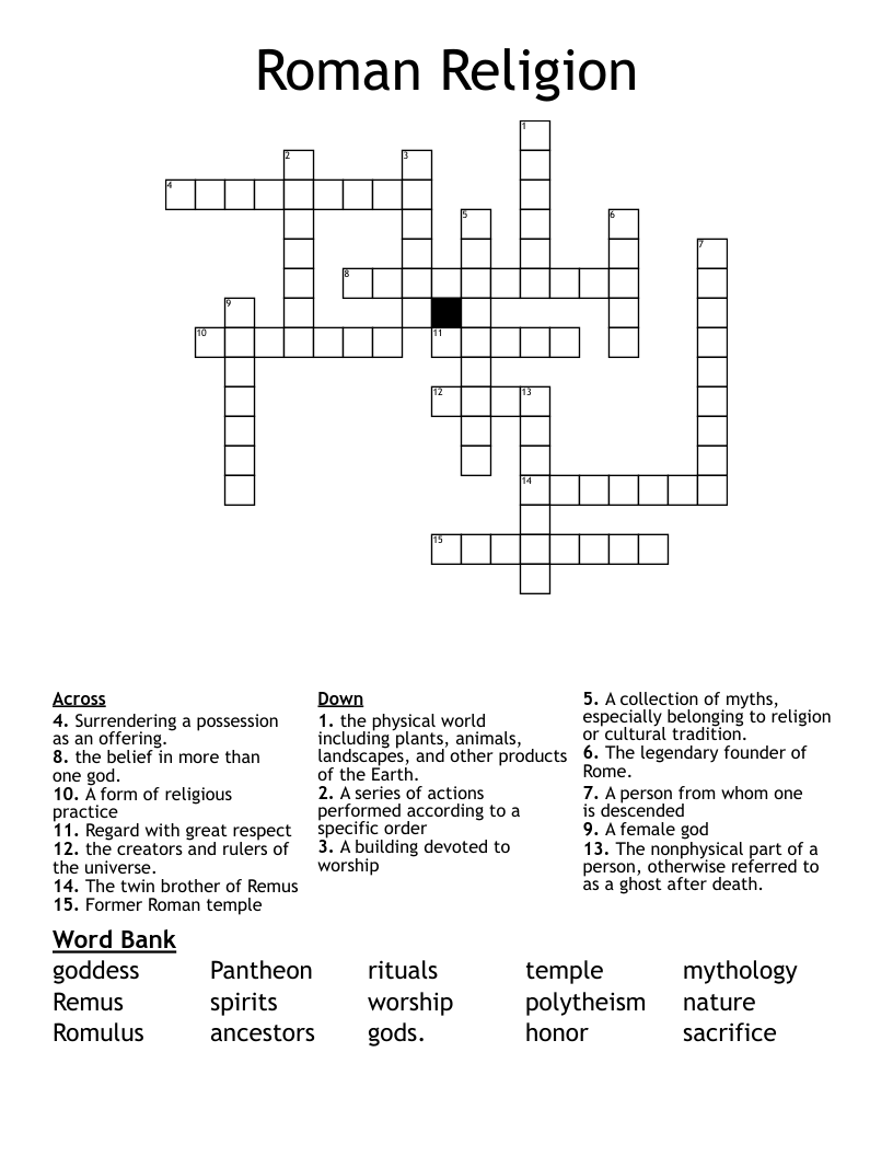 Roman Religion Crossword