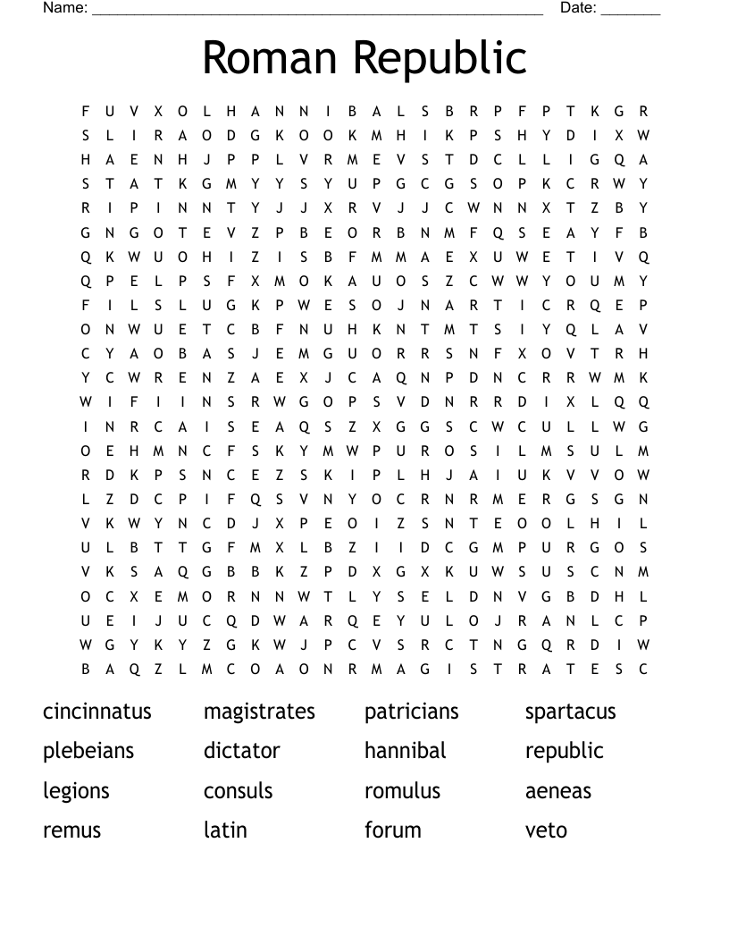Roman Republic Word Search