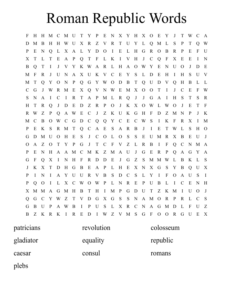 Roman Republic Words Word Search