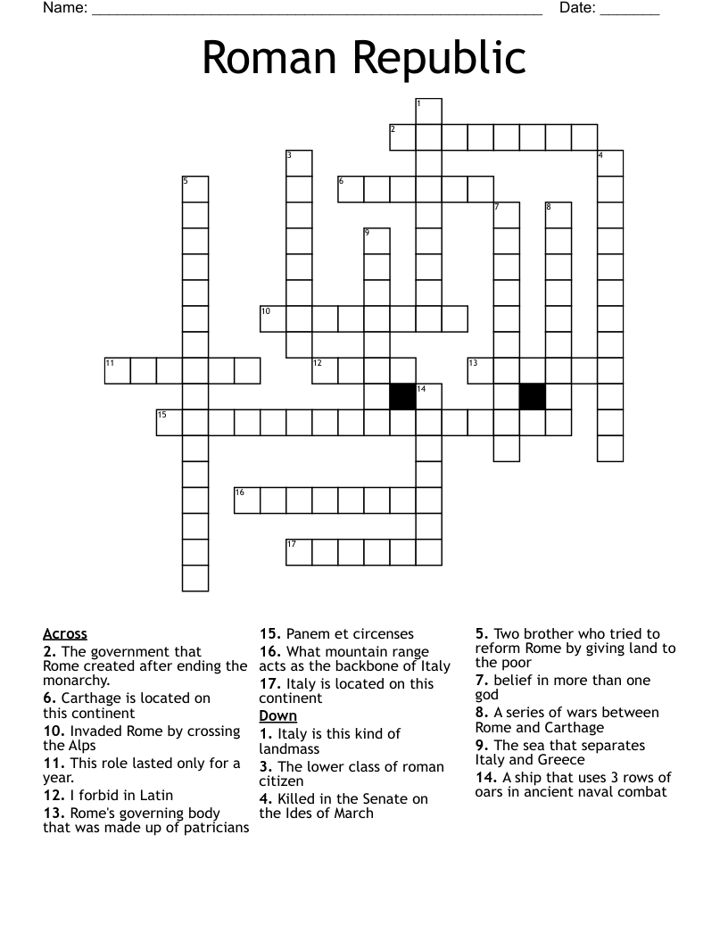 Roman Republic  Crossword
