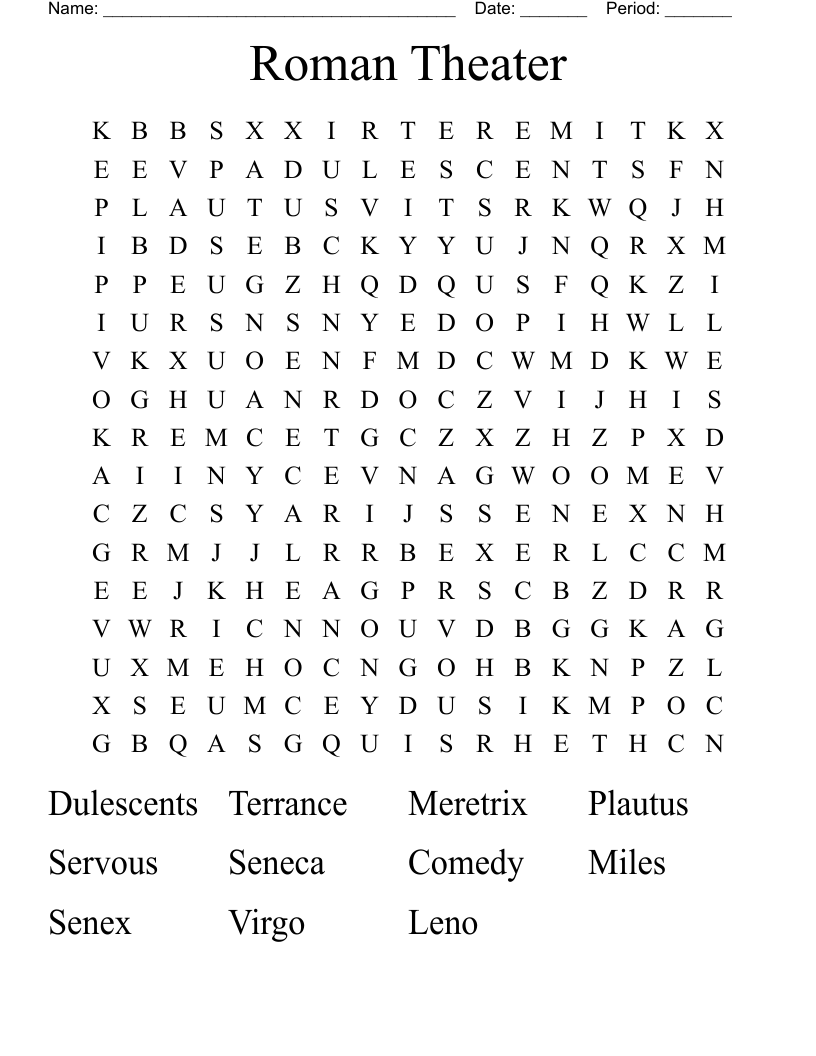 Roman Theater Word Search