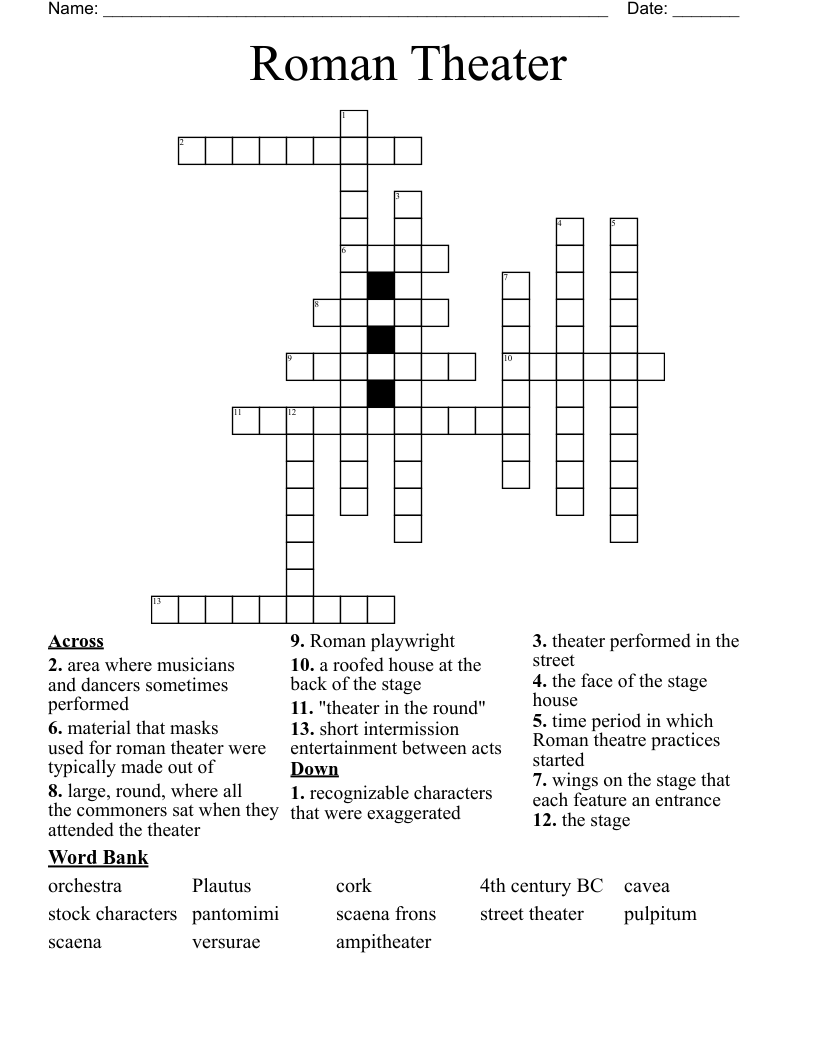Roman Theater Crossword