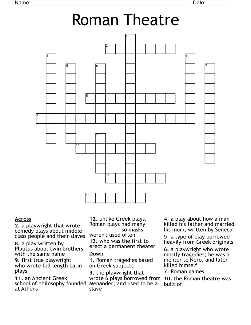 Roman Theatre Crossword