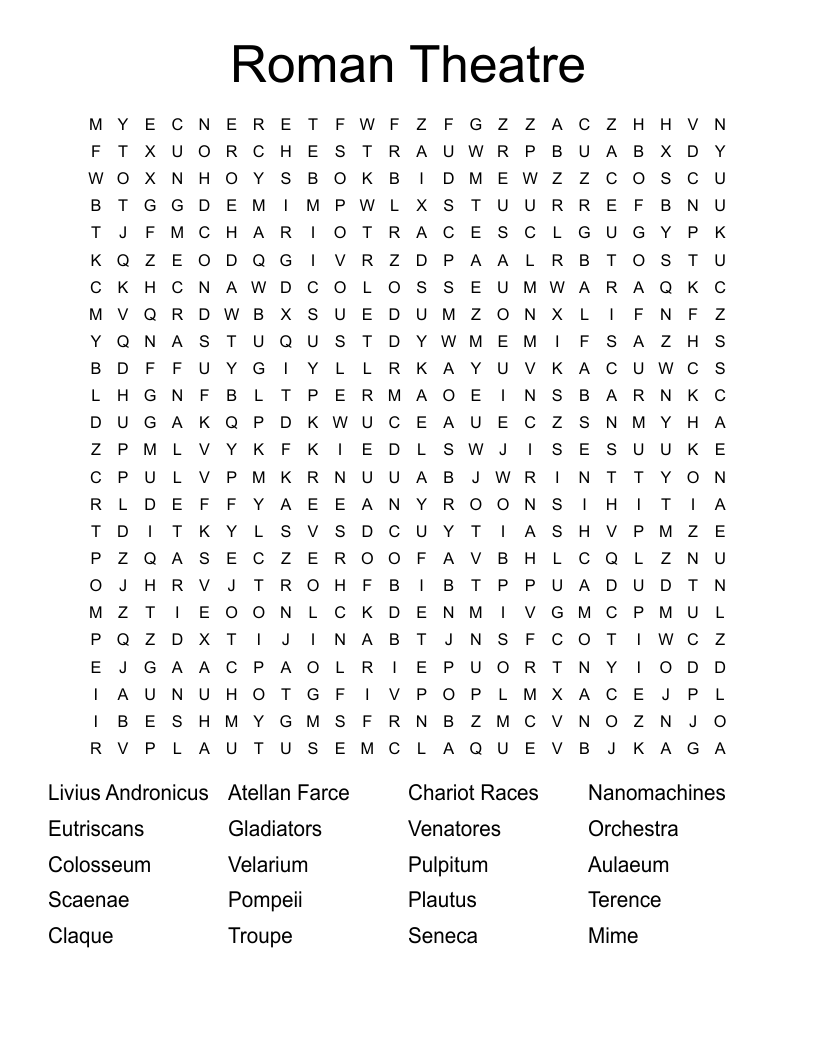 Roman Theatre Word Search