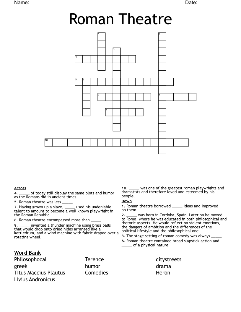 Roman Theatre Crossword