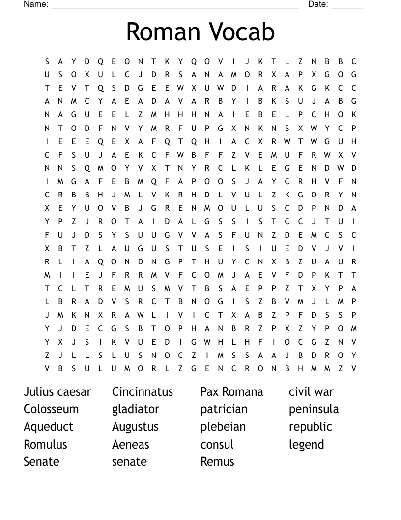 Roman Vocab Word Search