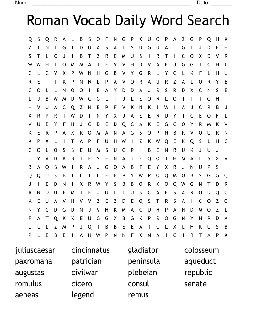 Roman Vocab Daily Word Search