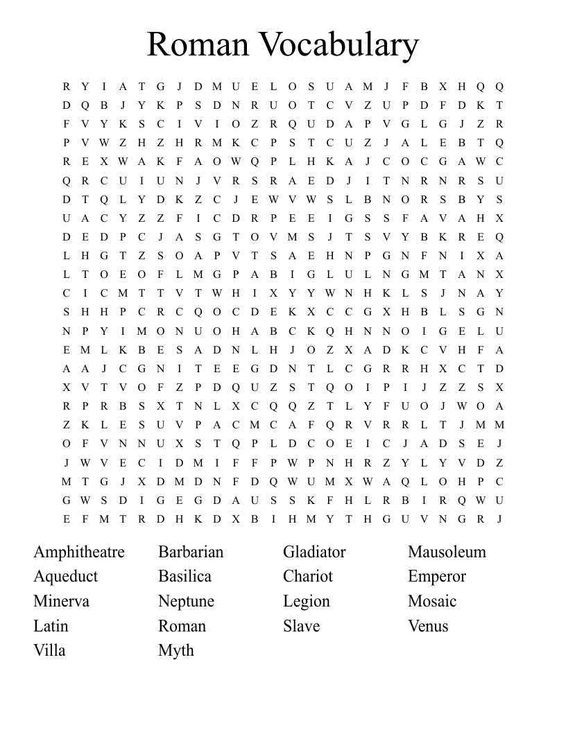 Roman Vocabulary Word Search
