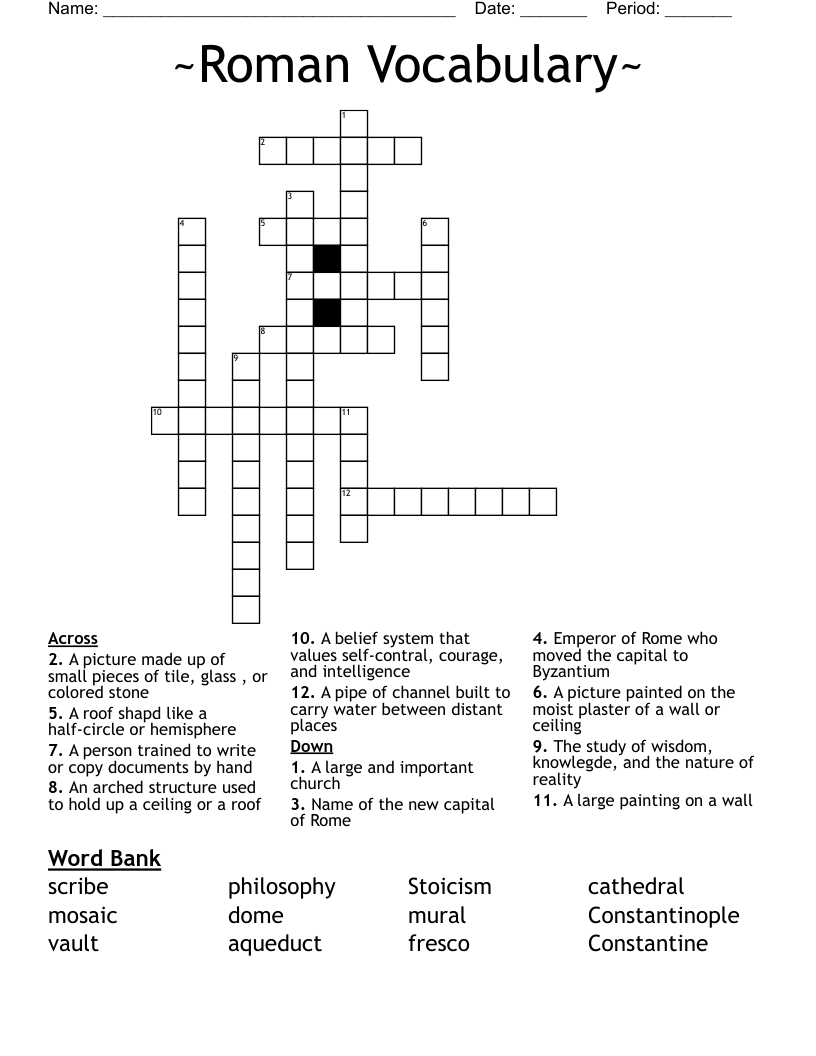 ~Roman Vocabulary~ Crossword