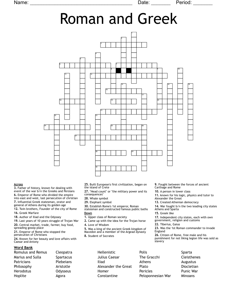 Roman and Greek  Crossword