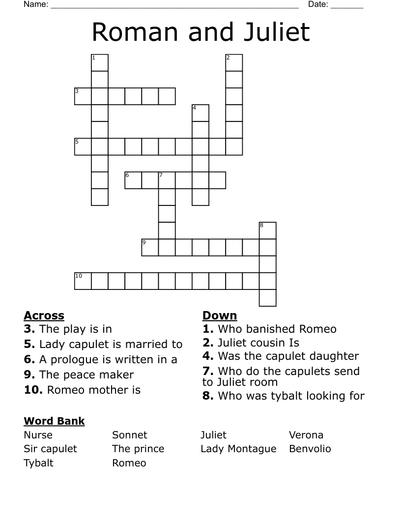 Roman and Juliet Crossword