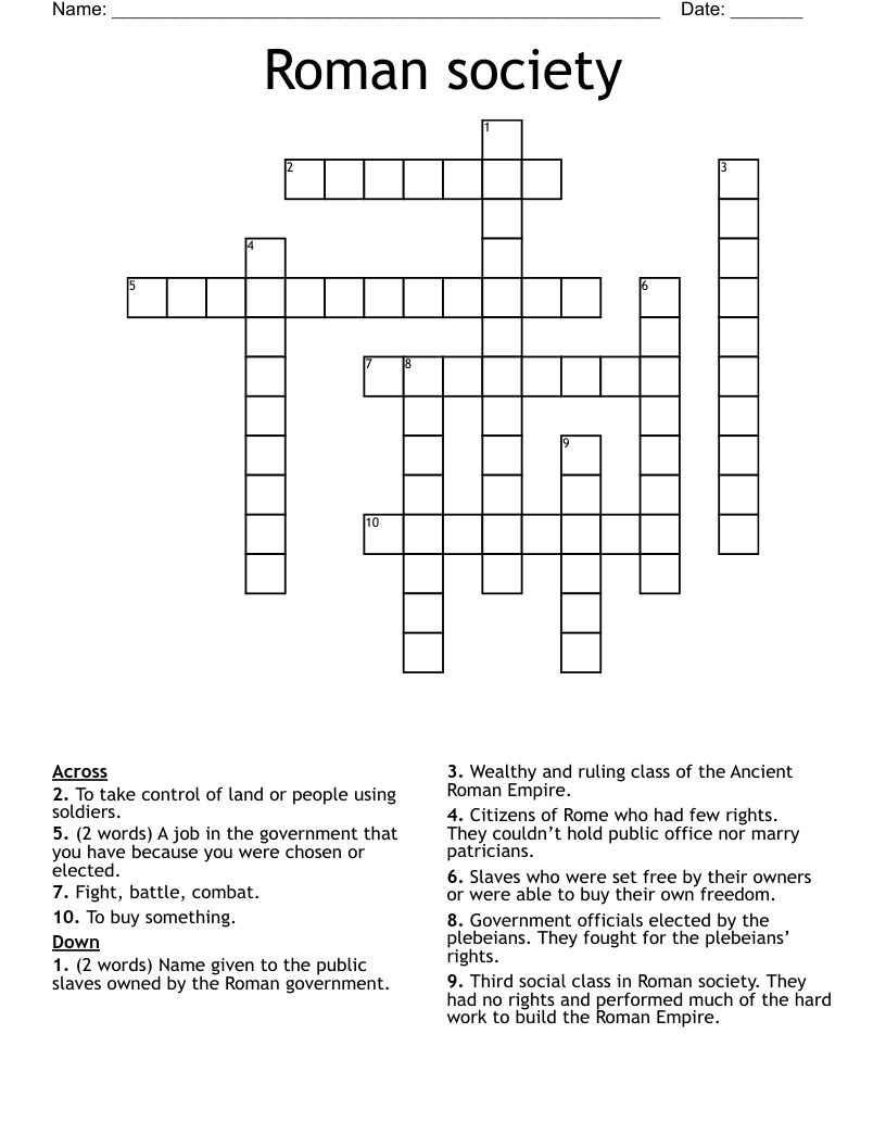 Roman society Crossword