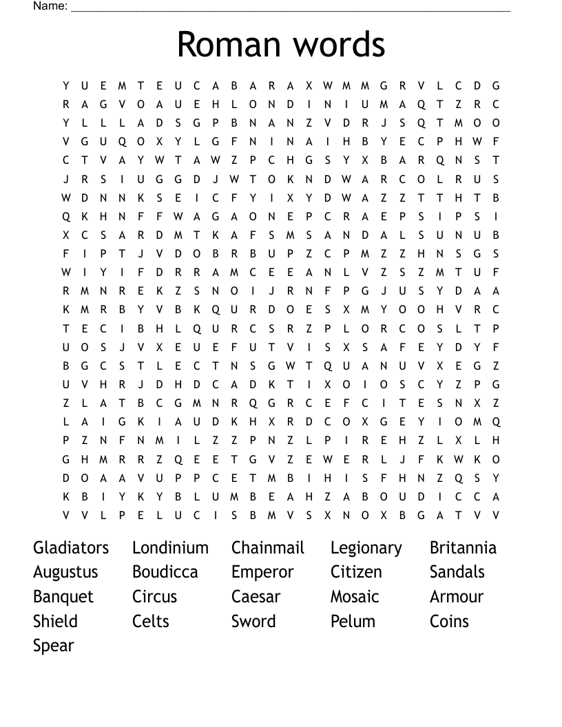 Roman words Word Search