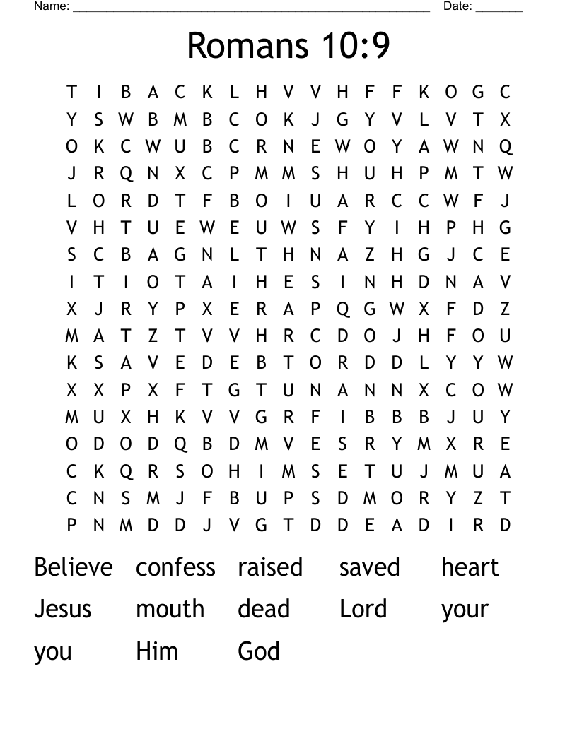 Romans 10:9 Word Search