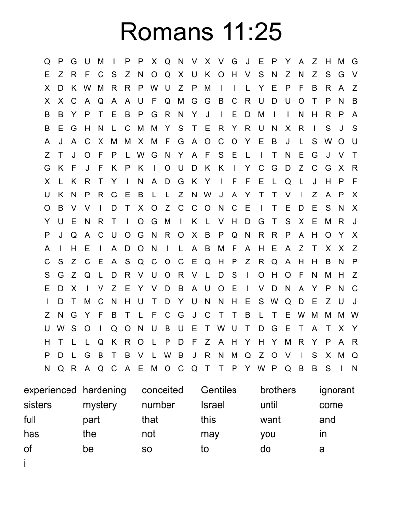 Romans 11:25  Word Search