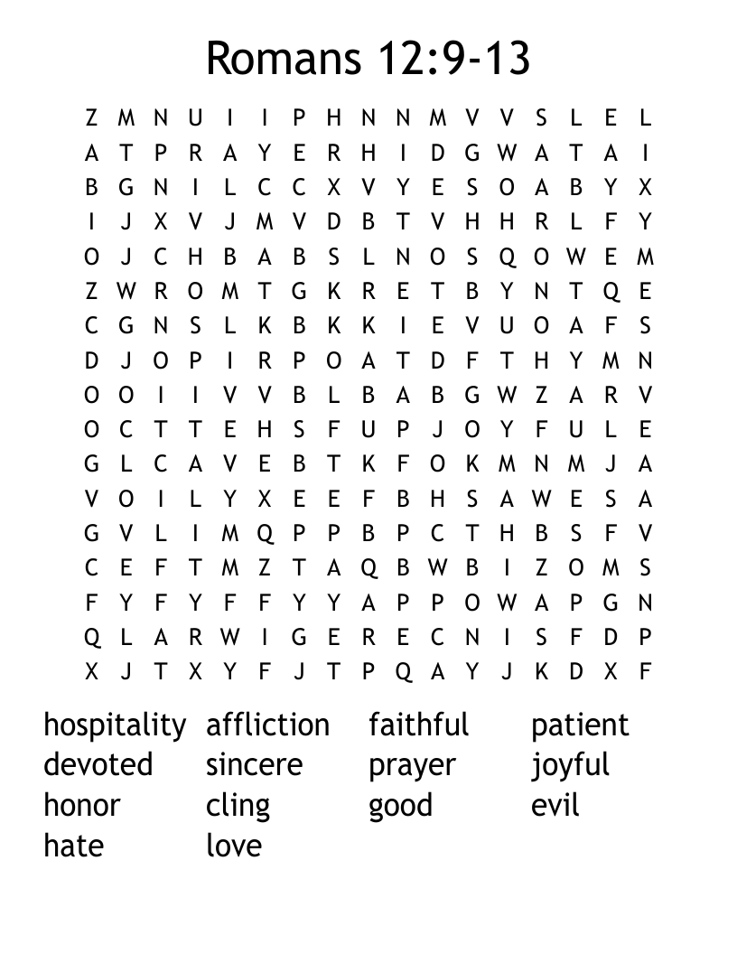 Romans 12:9-13 Word Search