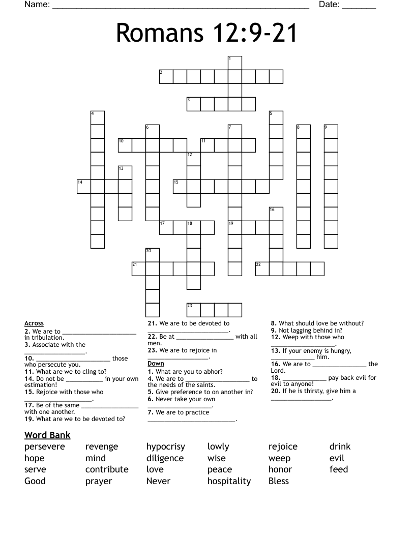Romans 12:9-21 Crossword