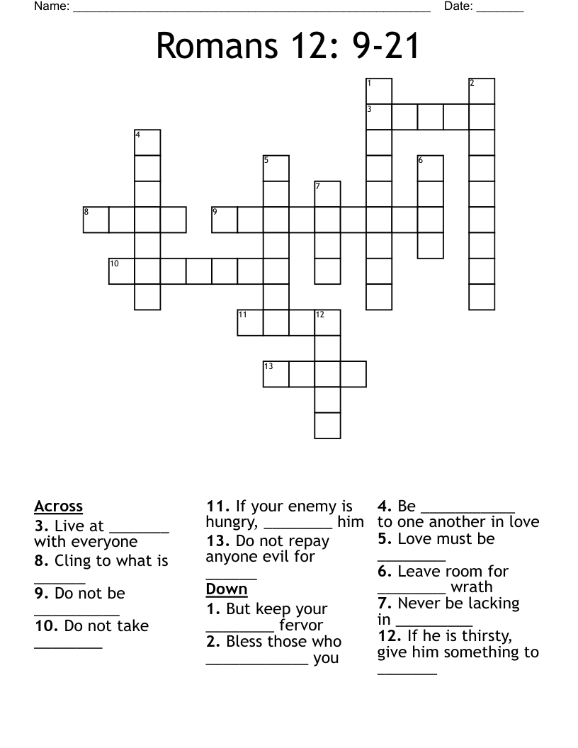 Romans 12: 9-21 Crossword