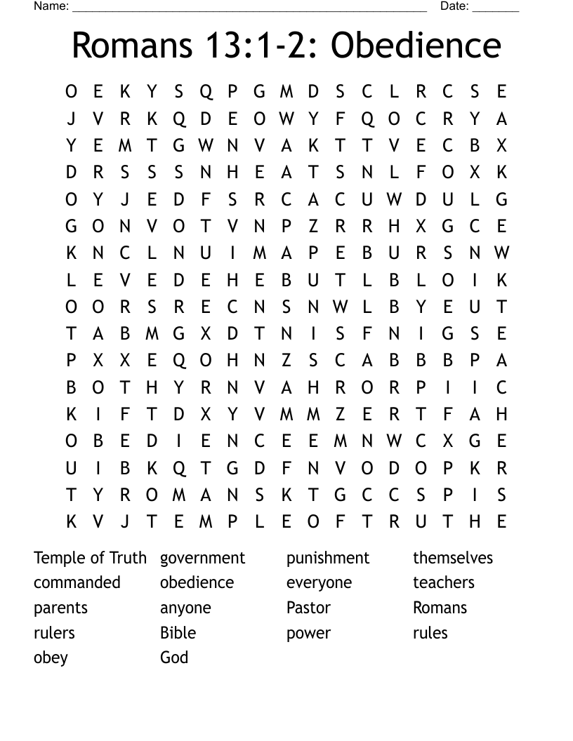 Romans 13:1-2: Obedience Word Search