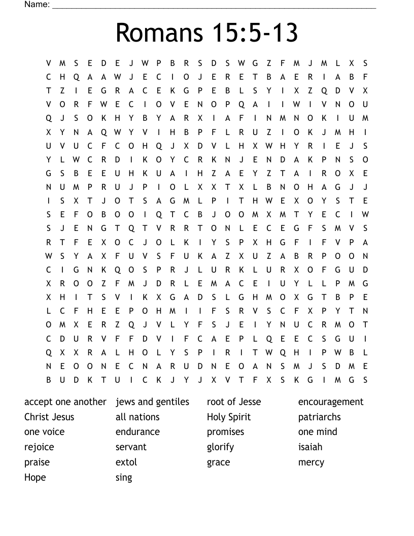 Romans 15:5-13 Word Search