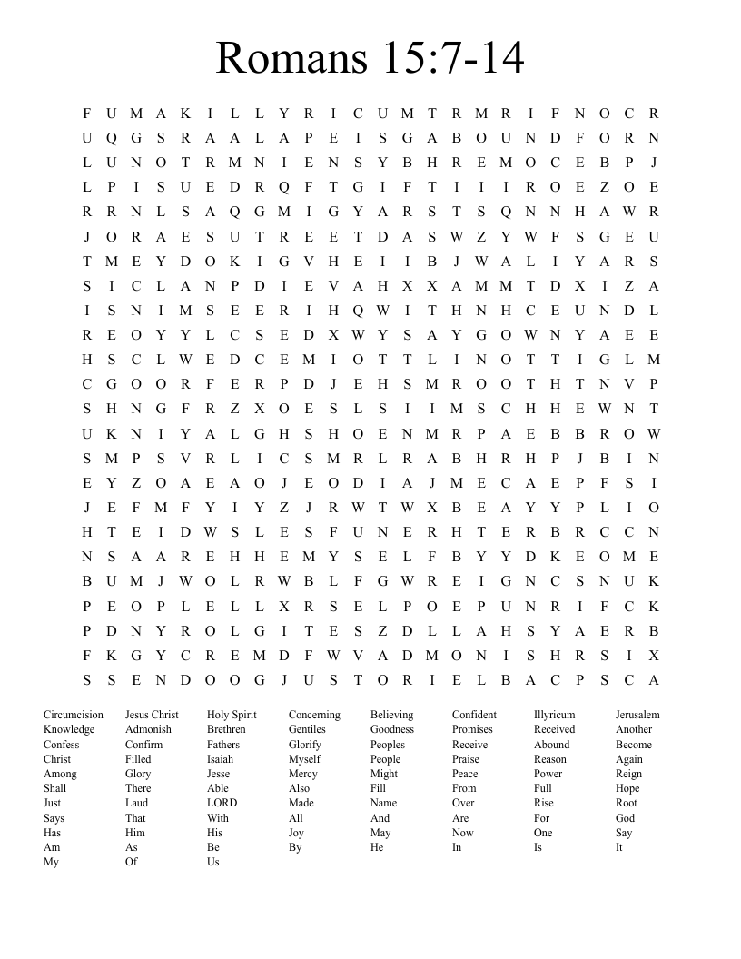 Romans 15:7-14 Word Search