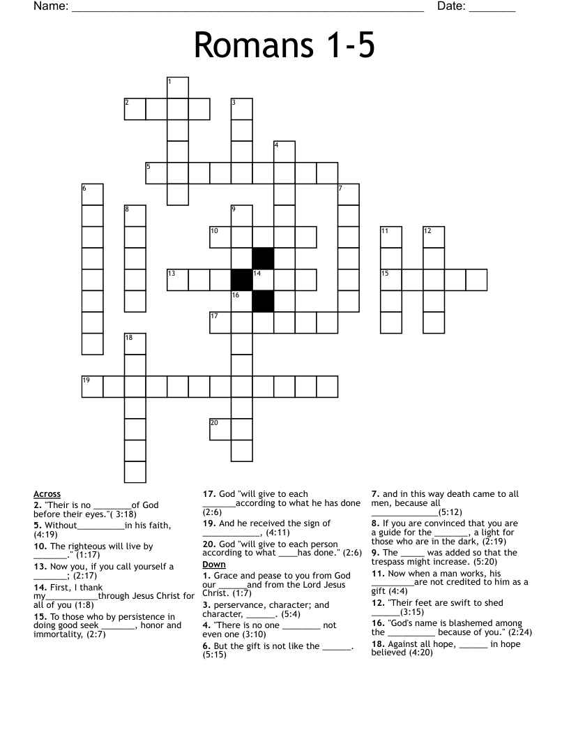 Romans 1-5 Crossword