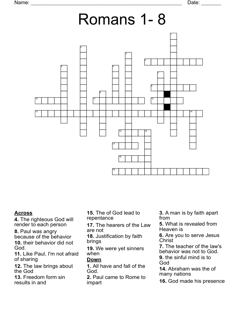 Romans 1- 8 Crossword