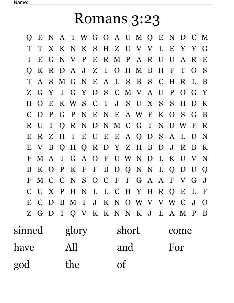 Romans 3:23 Word Search