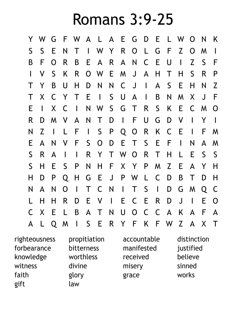 Romans 3:9-25 Word Search