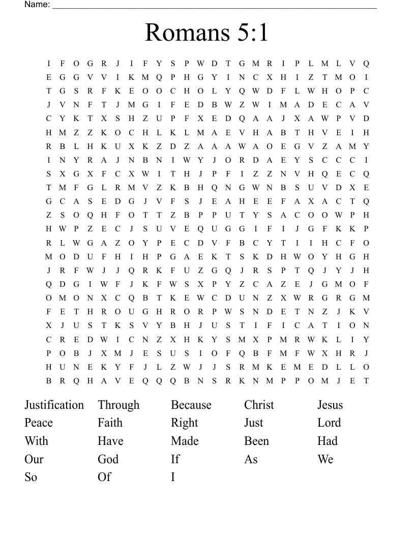 Romans 5:1 Word Search