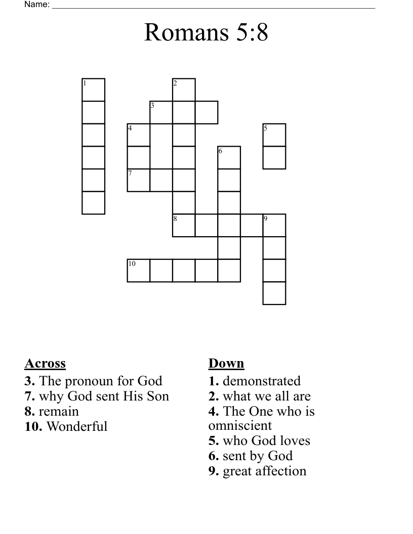 Romans 5:8 Crossword