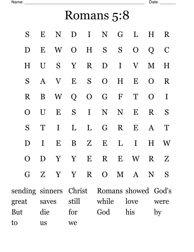 Romans 5:8 Word Search