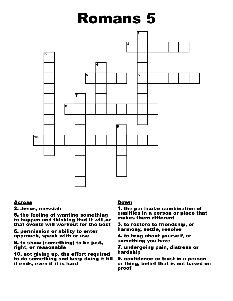 Romans 5 Crossword