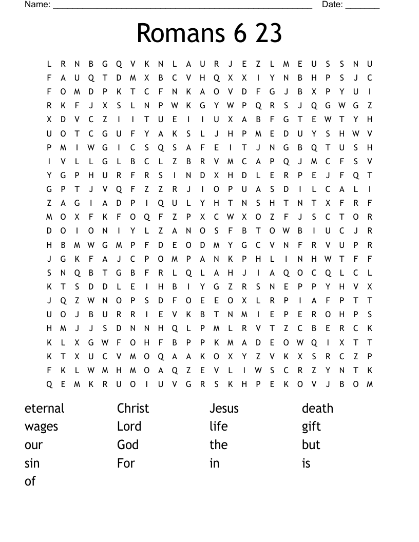 Romans 6 23 Word Search