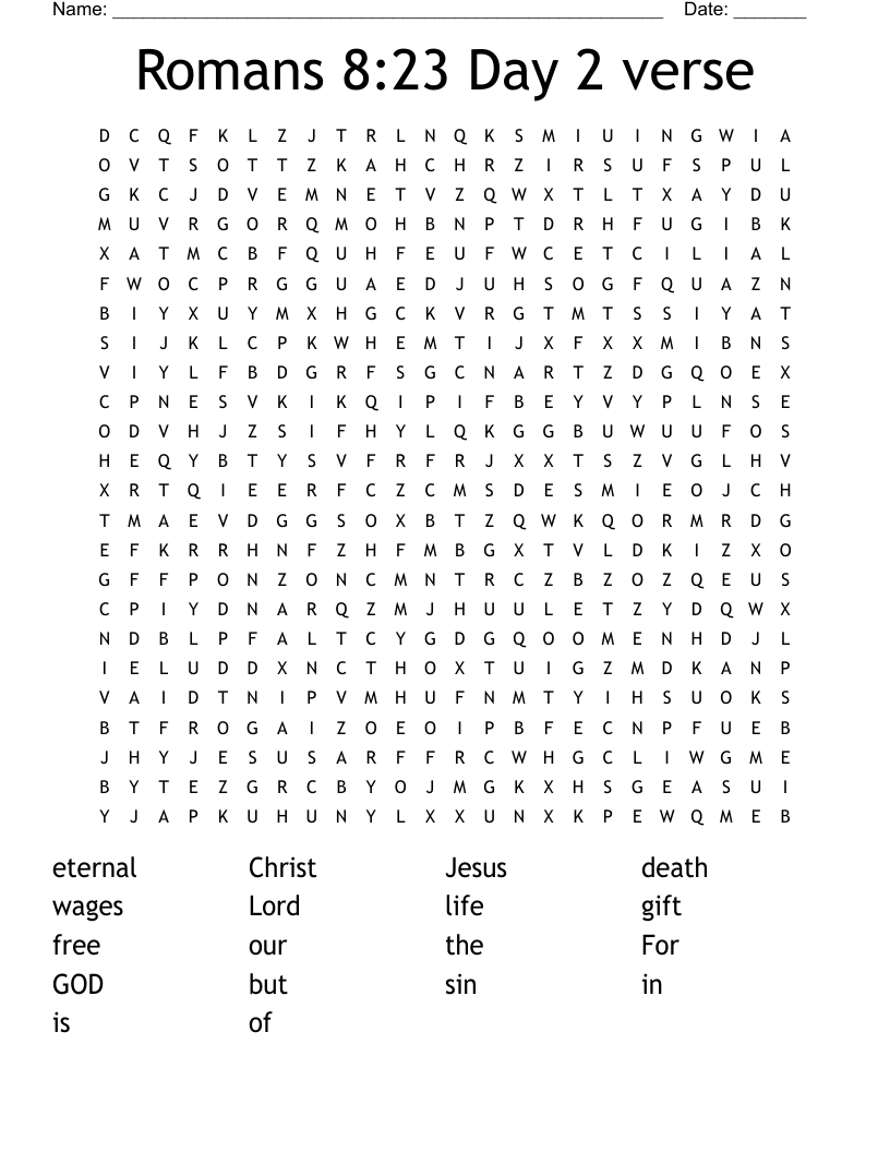 Romans 8:23 Day 2 verse Word Search