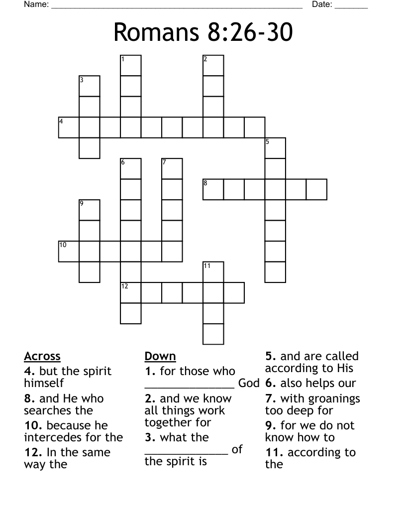 Romans 8:26-30 Crossword
