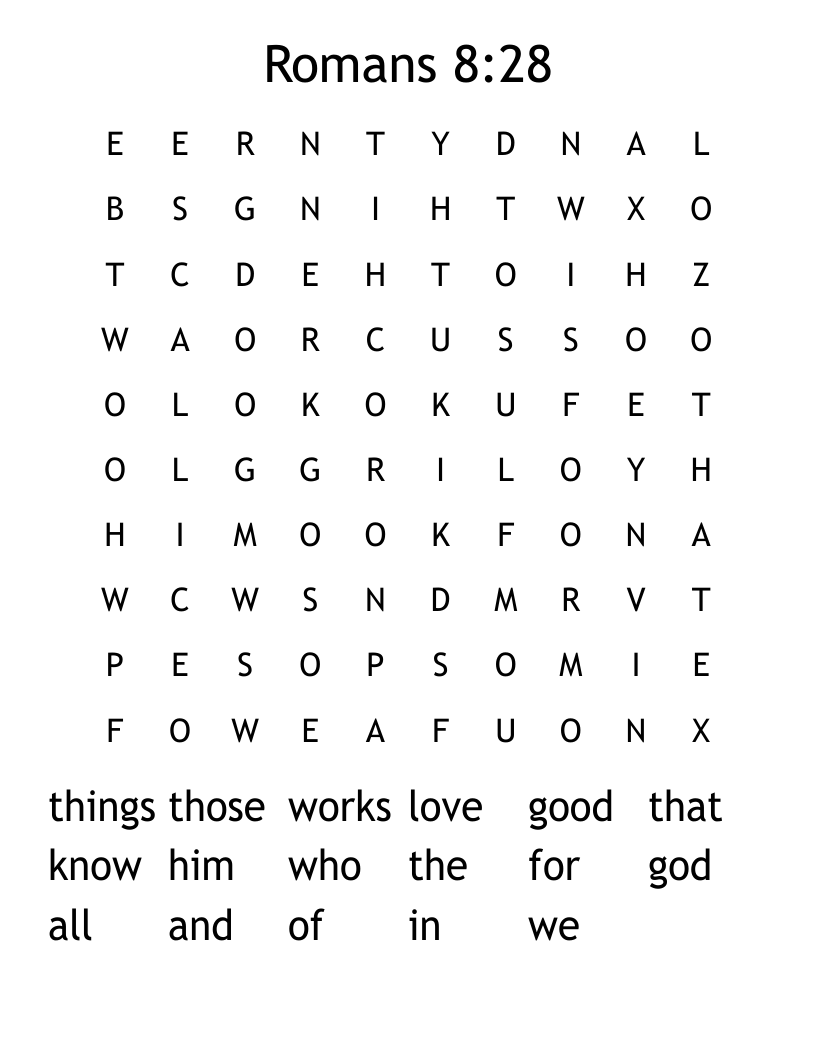 Romans 8:28 Word Search
